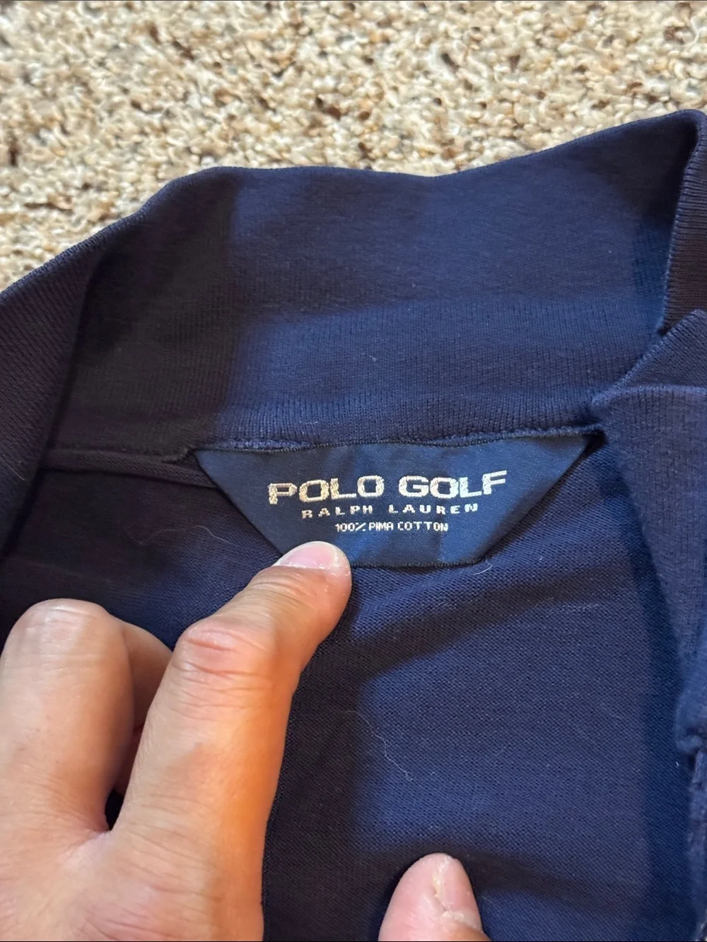 Ralph Lauren Men’s Navy Quarter-Zip Pima  CottonPullover-Big Orange Pony size XL